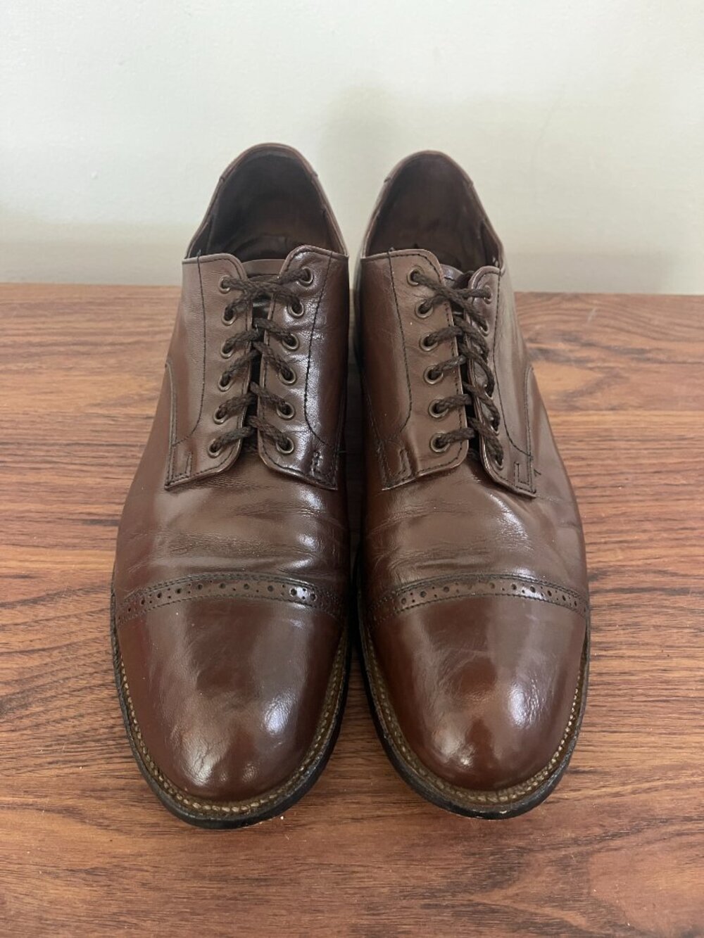 VTG Stacy Adams Men's 10D Brown Leather Oxford Lace Up Professional Work Dapper - Picture 5 of 8